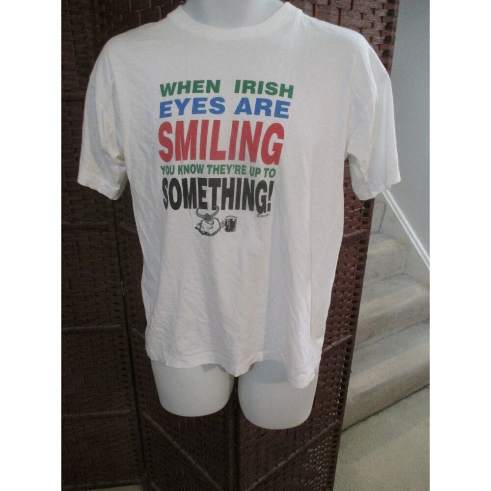 Vintage When Irish Eyes Are Smiling Funny T Shirt Single Stitch Medium Ireland